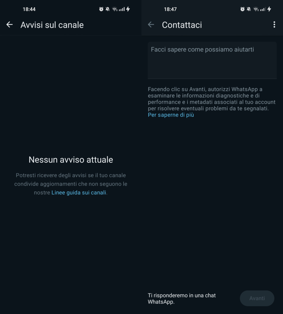 Canali WhatsApp Amministratori
