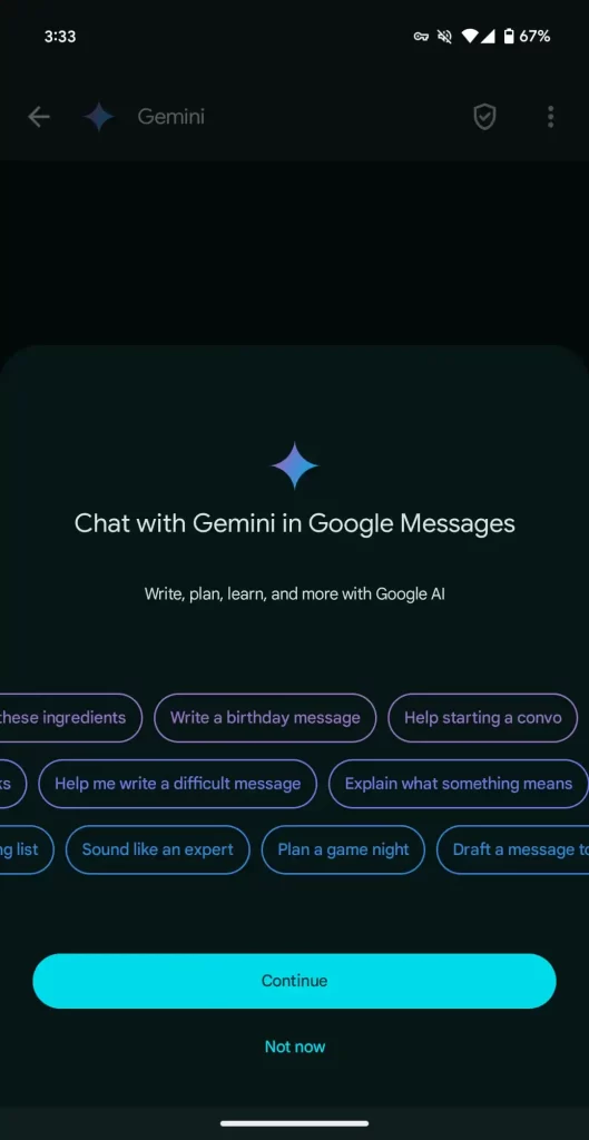 Google Gemini messaggi